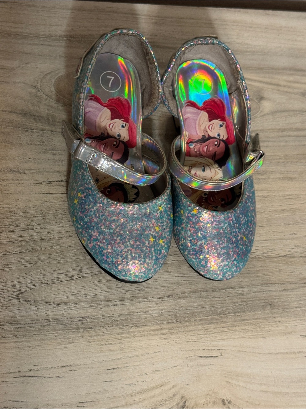 Disney Girls Iridescent Glitter Mary Jane Shoes in Blue